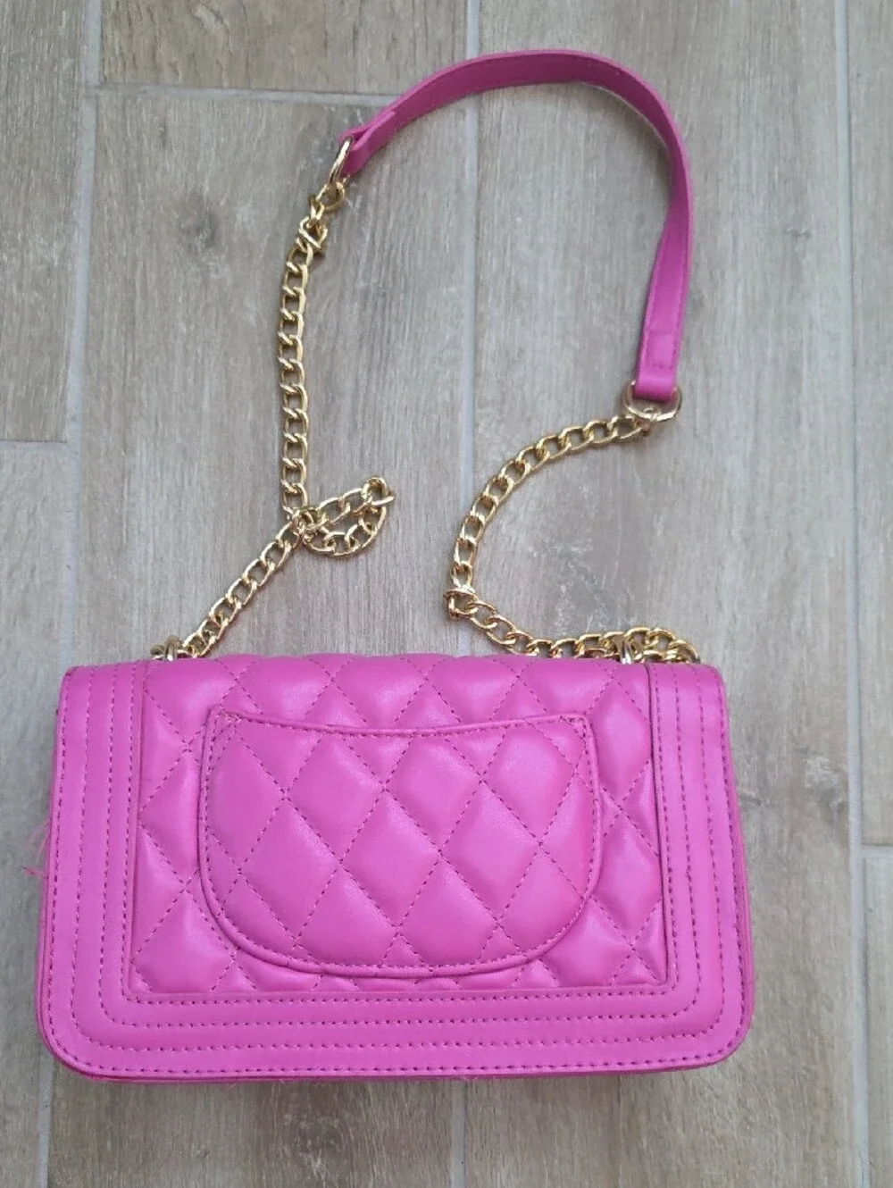 Quilted Pink Chain Shoulder Bag - Women's Crossbody